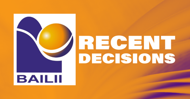Orange background with BAILII logo and text reading 'Recent Decisions'